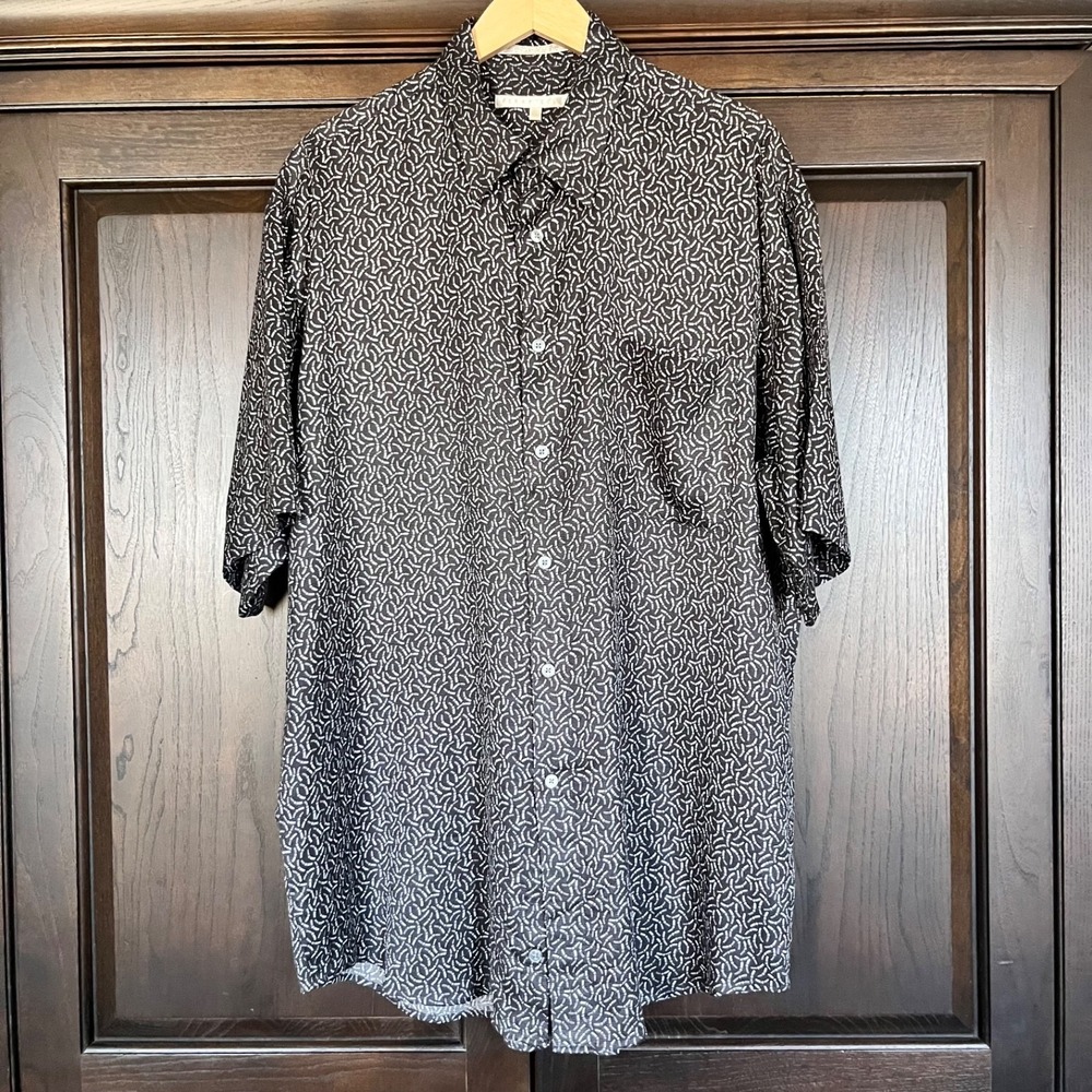 PERRY ELLIS Silk Blend Short Sleeve Relaxed Fit Lightweight Shirt‎ Mens Size L